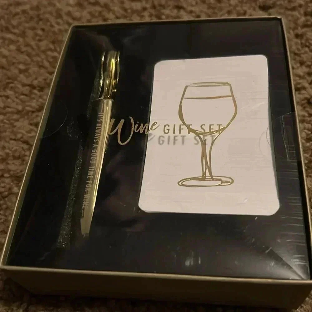 Markings by Design Wine Gift Set Gold Bottle Opener and 20 Wine 101‎ Cards NEW
